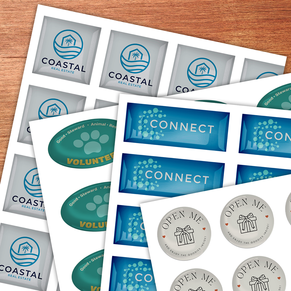 Domed Stickers Printing - Sellers & instant quotes with Pagerr